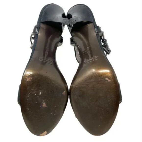 Coach Lucile Black Leather Charm Sandals - Size 8 - Picture 6 of 9